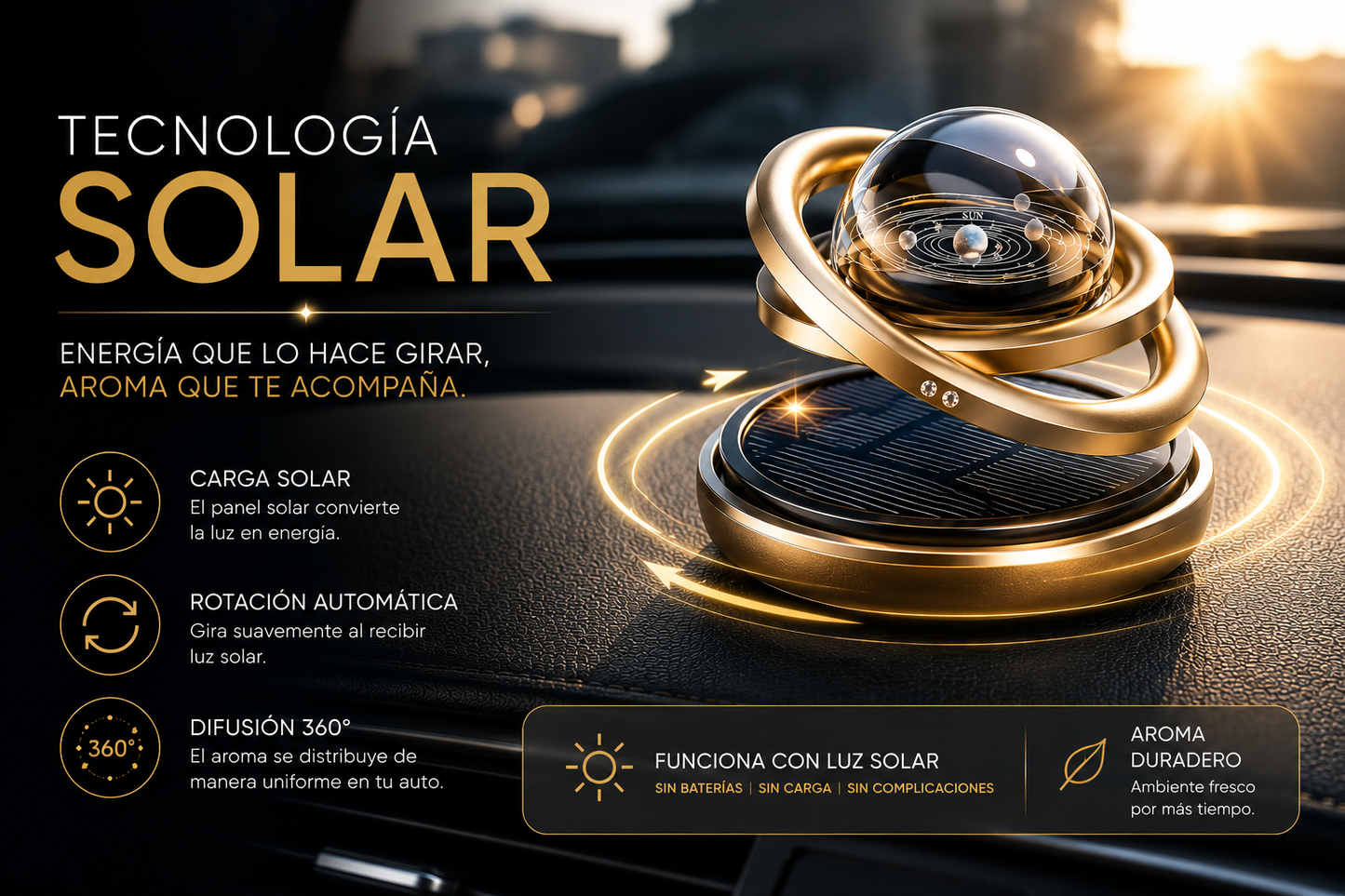 AMBIENTADOR SOLAR GIRATORIO PARA AUTO