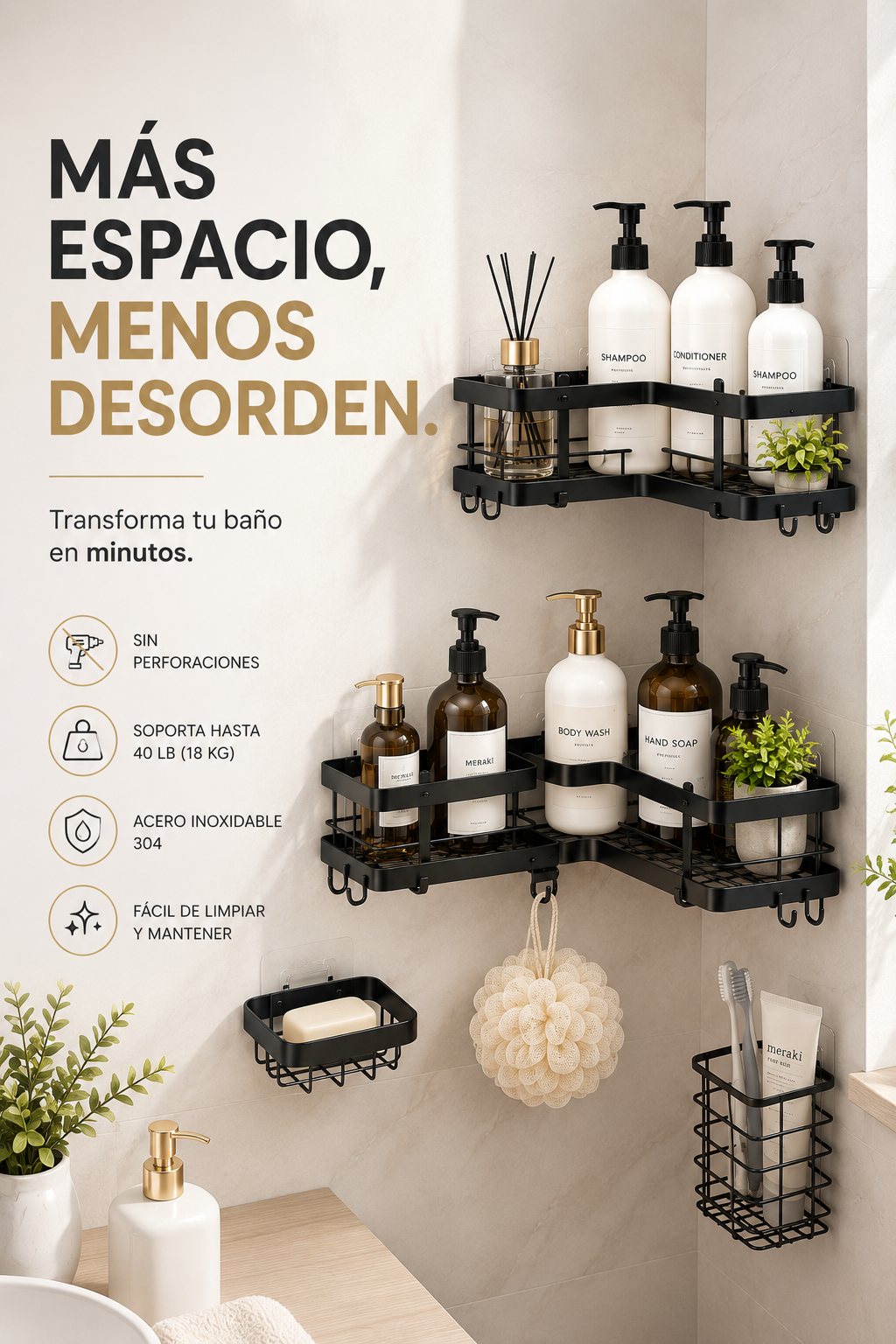 Organizador Adhesivo Premium 5 en 1 – Más Espacio sin Perforar