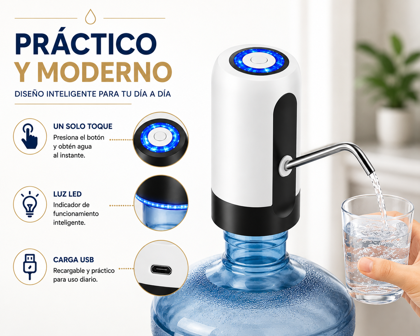 Dispensador Automático de Agua Recargable USB