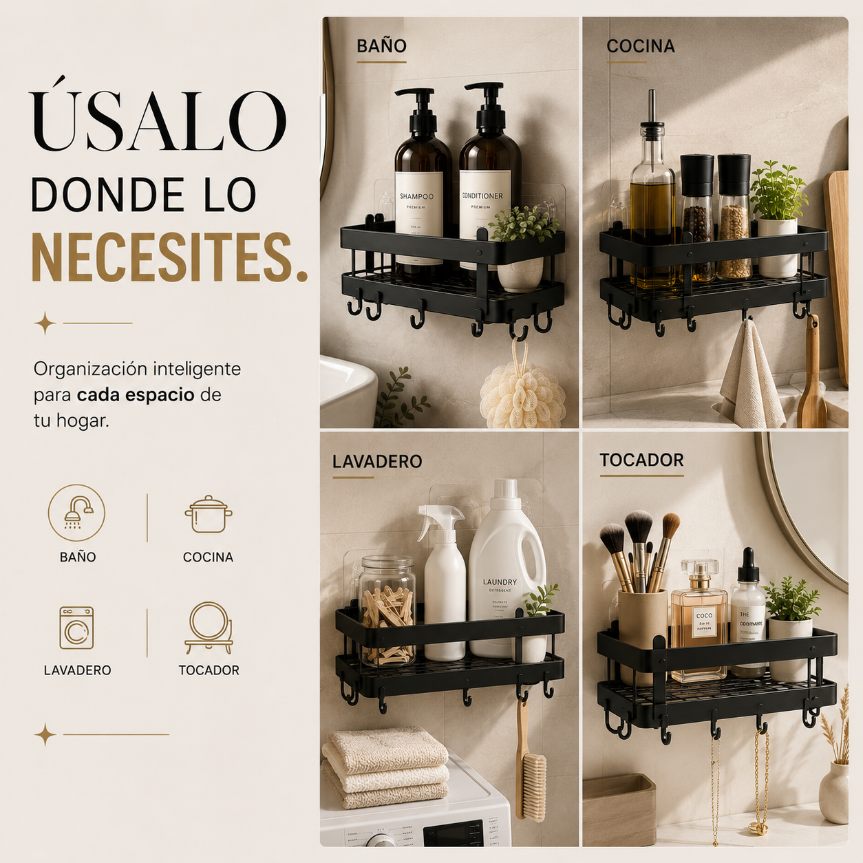 Organizador Adhesivo Premium 5 en 1 – Más Espacio sin Perforar